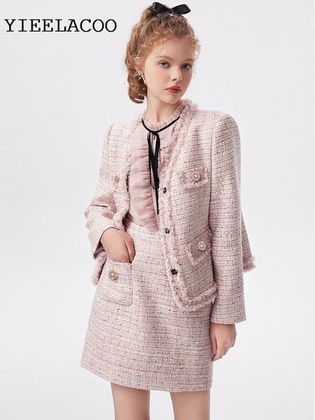 two piece dress pink tweed jacket skirt set professional spring /autumn women's jacket business ladies 2 piece skirt suit 230830, White
two piece dress pink tweed jacket skirt set professional spring /autumn women's jacket business ladies 2 piece skirt suit 230830, White