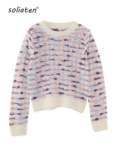 women's sweater fashion striped cropped knit vintage o neck long sleeve female pullovers chic c191 230831, White;black
women's sweater fashion striped cropped knit vintage o neck long sleeve female pullovers chic c191 230831, White;black