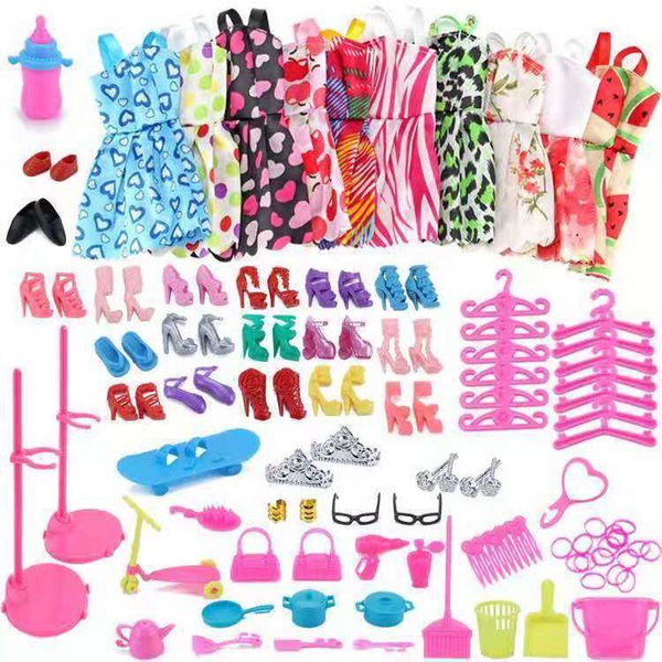 Doll Apparel 85pcs Dress Changing Skirt + Accessory 30cm Girl Clothes Accessories Shoe Bag Jewelry Necklace Crown
Doll Apparel 85pcs Dress Changing Skirt + Accessory 30cm Girl Clothes Accessories Shoe Bag Jewelry Necklace Crown