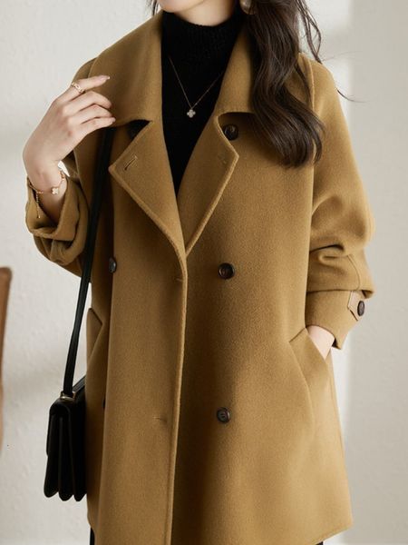 women's wool blends autumn fashion elegant solid woolen coat women vintage casual loose outerwear jackets female chic warm overcoat clo, Black
women's wool blends autumn fashion elegant solid woolen coat women vintage casual loose outerwear jackets female chic warm overcoat clo, Black
