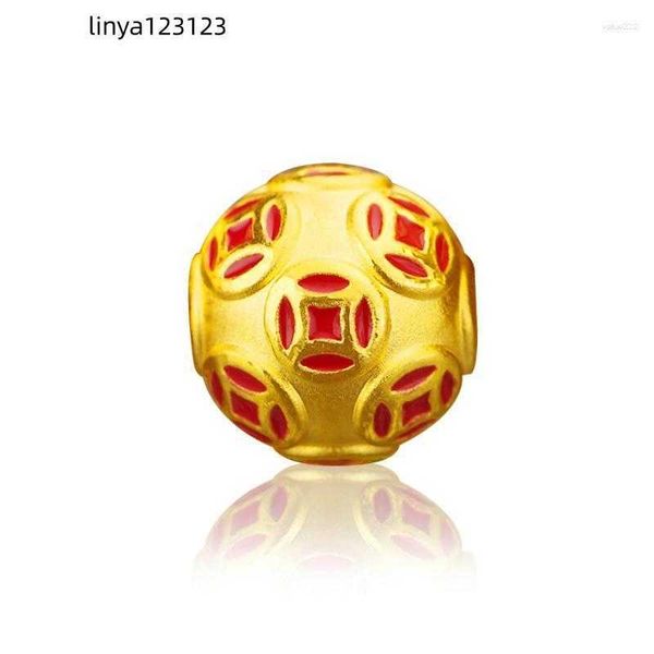 loose gemstones pure 24k yellow gold beads 3d hard coin round women gift, Black 
loose gemstones pure 24k yellow gold beads 3d hard coin round women gift, Black
