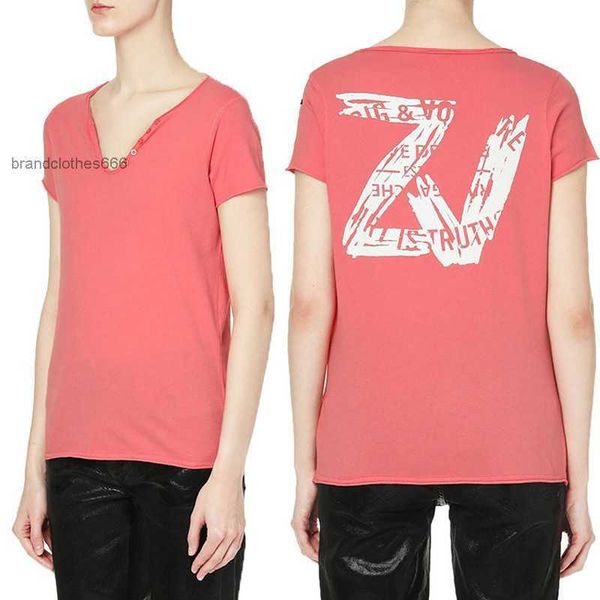 zadig voltaire 23ss letter designer t shirt zv women's t-shirts summer new back large letter printed button u-neck cut pink cotton shor, White
zadig voltaire 23ss letter designer t shirt zv women's t-shirts summer new back large letter printed button u-neck cut pink cotton shor, White