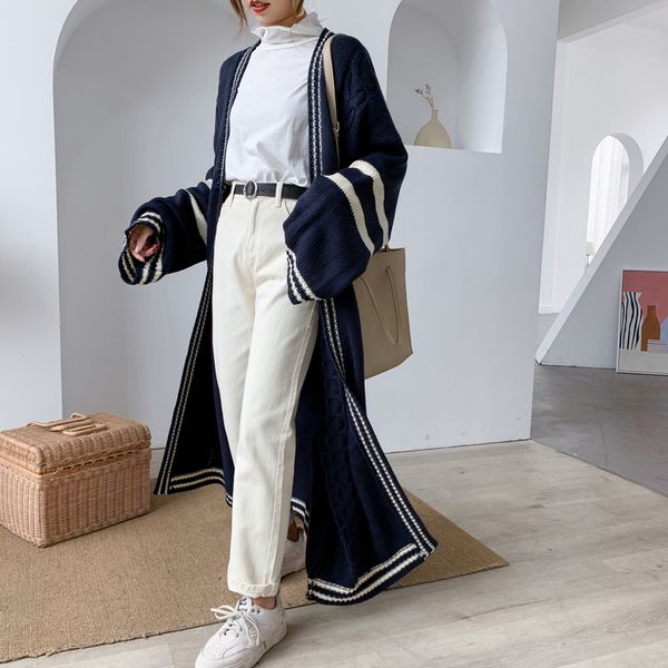 women's sweaters zayauautumn and winter long thickened sweater coat women's korean stripe loose large size lazy wind knee thick ca, White;black
women's sweaters zayauautumn and winter long thickened sweater coat women's korean stripe loose large size lazy wind knee thick ca, White;black