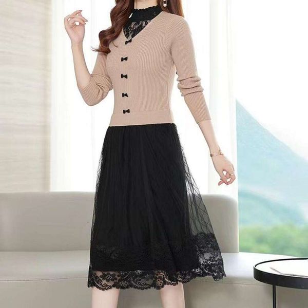 autumn and womens sweaters winter mid long stitching dress korean style fashionable temperament sweater fake two, White;black
autumn and womens sweaters winter mid long stitching dress korean style fashionable temperament sweater fake two, White;black