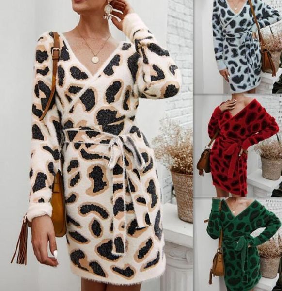 2019 autumn winter long sleeve v neck leopard sashes knitted sweater dress new casual thick loose package hip mini dress vestido9828080, White;black
2019 autumn winter long sleeve v neck leopard sashes knitted sweater dress new casual thick loose package hip mini dress vestido9828080, White;black