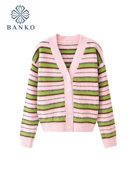 womens sweaters american retro chic striped knitwear vneck autumn winter cardigan female loose sweater contrast color single breasted pullov, White;black
womens sweaters american retro chic striped knitwear vneck autumn winter cardigan female loose sweater contrast color single breasted pullov, White;black