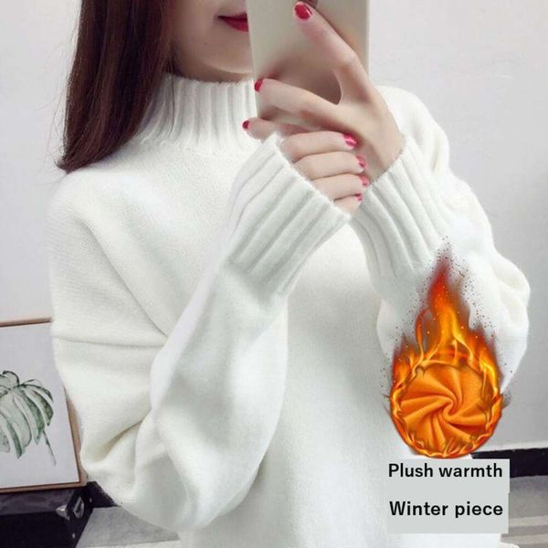 sweaters with or without velvet womens turtleneck pullover autumn and winter style thickened korean version loose, White;black
sweaters with or without velvet womens turtleneck pullover autumn and winter style thickened korean version loose, White;black