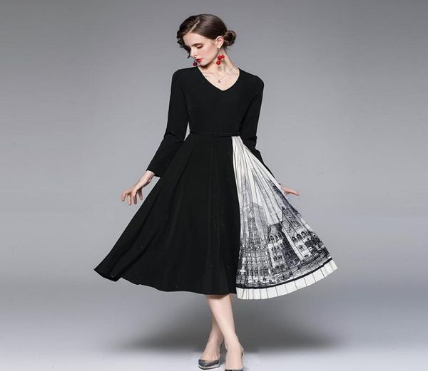 runway designer autumn winter vintage dress ol elegant floral print chiffon splicing midi pleated robe women clothing2851559, Black;gray
runway designer autumn winter vintage dress ol elegant floral print chiffon splicing midi pleated robe women clothing2851559, Black;gray
