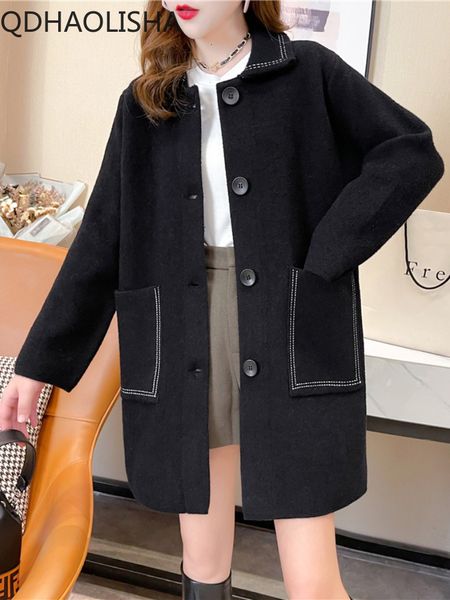 womens wool blends coat korean fashion long sleeve thick loose casual medium length knitted cardigan doublesided velvet women clothes 23083, Black
womens wool blends coat korean fashion long sleeve thick loose casual medium length knitted cardigan doublesided velvet women clothes 23083, Black