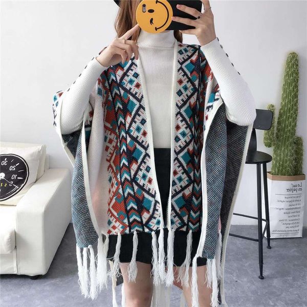 autumn and winter xinjiang tibet neckerchiefs vacation travel thick warm scarf ethnic style dual use tassel cloak, Blue;gray
autumn and winter xinjiang tibet neckerchiefs vacation travel thick warm scarf ethnic style dual use tassel cloak, Blue;gray