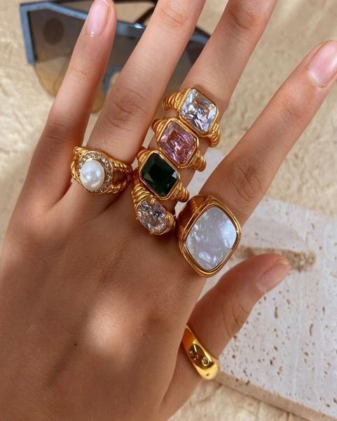 fashion jewelry french elegant stainless steel pearl zircon shell for women girls croissant ed spiral rings jewelry1756047, Golden;silver
fashion jewelry french elegant stainless steel pearl zircon shell for women girls croissant ed spiral rings jewelry1756047, Golden;silver