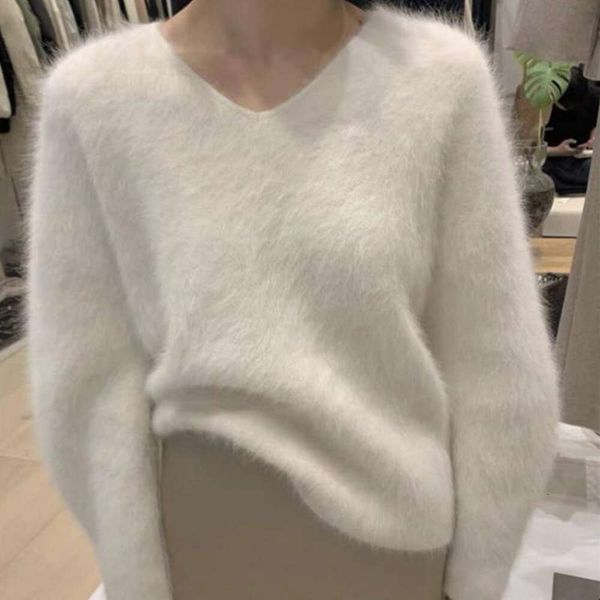 rabbit fur sweater autumn and winter mink like wool white v neck womens loose thickening keep warm haima top, White;black
rabbit fur sweater autumn and winter mink like wool white v neck womens loose thickening keep warm haima top, White;black