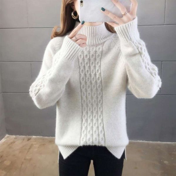 womens undershirt sweater half high collar loose style mid outer wear autumn and winter thick, White;black
womens undershirt sweater half high collar loose style mid outer wear autumn and winter thick, White;black