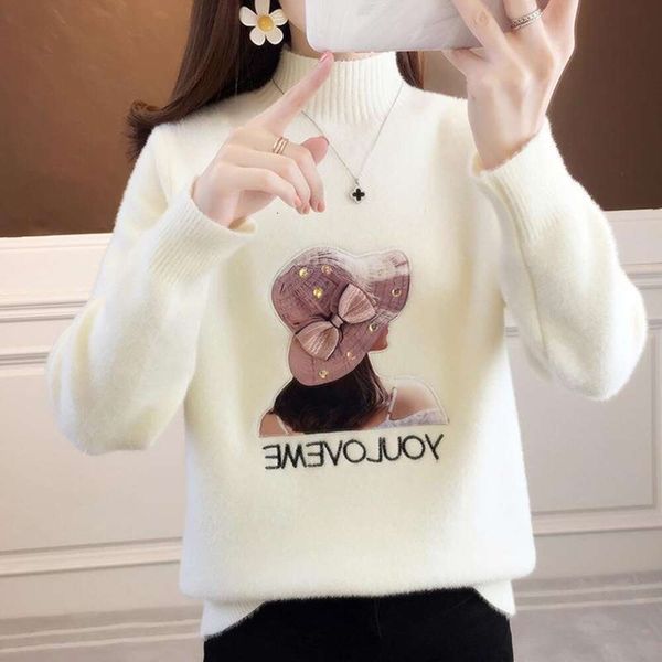 womens half high collar sweaters mink fur clothes for women loose bottomless t shirt spring and autumn all match, White;black
womens half high collar sweaters mink fur clothes for women loose bottomless t shirt spring and autumn all match, White;black