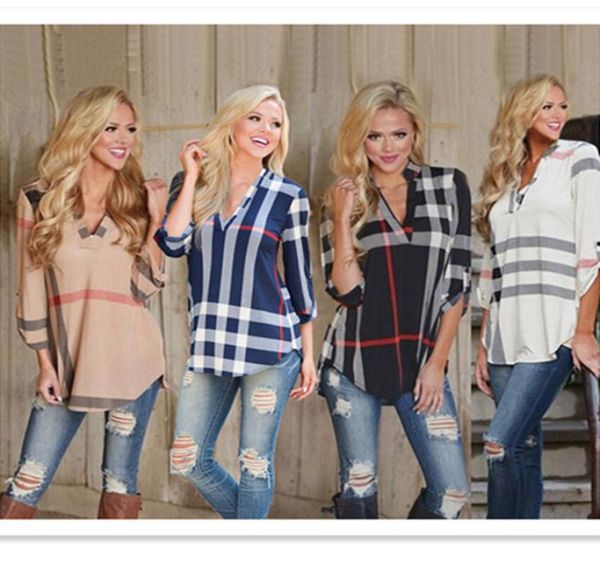 women039s spring and autumn fashion plaid print vneck sleeve tshirt s5xl5654973, White
women039s spring and autumn fashion plaid print vneck sleeve tshirt s5xl5654973, White
