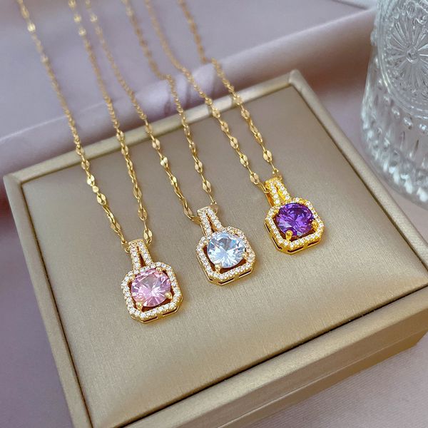 titanium steel korean fashion square diamond necklace women's ins red smart zircon geometry pendant necklace ornament, Silver
titanium steel korean fashion square diamond necklace women's ins red smart zircon geometry pendant necklace ornament, Silver