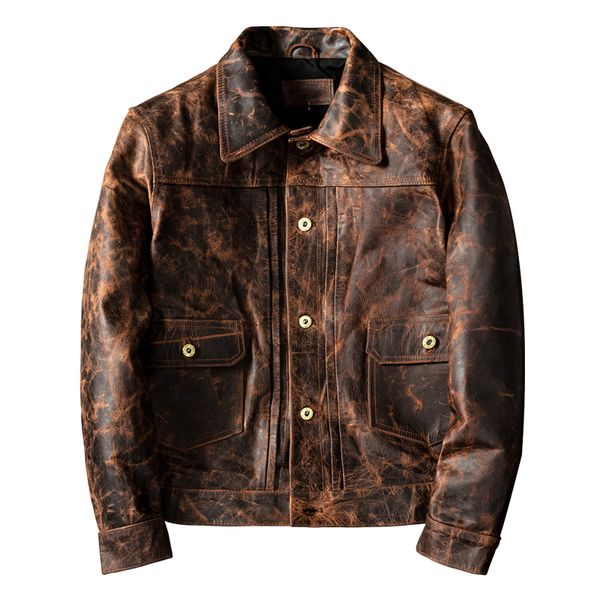 men's leather faux motorcycle punk old ancient vicissitudes horse short slim jacket retro coat 230831, Black
men's leather faux motorcycle punk old ancient vicissitudes horse short slim jacket retro coat 230831, Black
