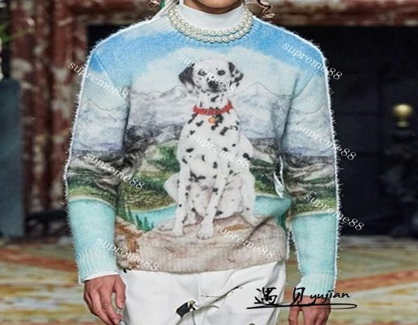 a spotted dog snow mountain knitted sweater scenery round neck pullover loose men and women sweaters9394795, Black
a spotted dog snow mountain knitted sweater scenery round neck pullover loose men and women sweaters9394795, Black