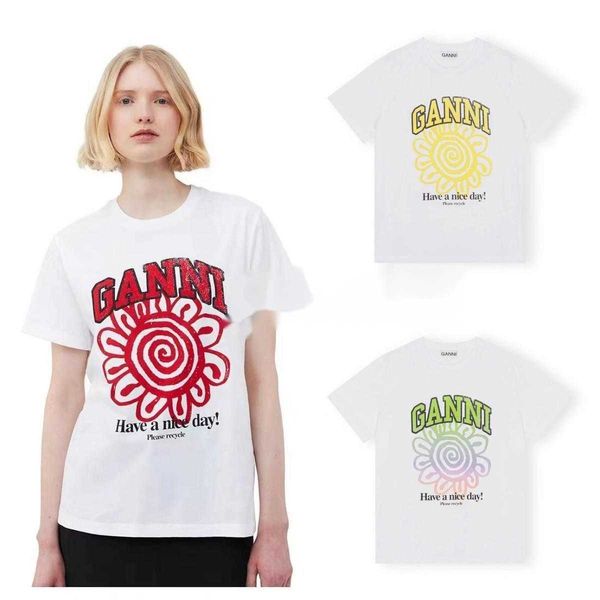 2023 new ganni designer tee red yellow colorful flower print t shirt round neck loose short sleeve t-shirt for women, White
2023 new ganni designer tee red yellow colorful flower print t shirt round neck loose short sleeve t-shirt for women, White