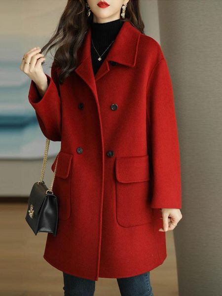 womens wool blends autumn winter elegant women solid medium length woolen coat thicken warm vintage plus size double breasted cardigan overc, Black
womens wool blends autumn winter elegant women solid medium length woolen coat thicken warm vintage plus size double breasted cardigan overc, Black