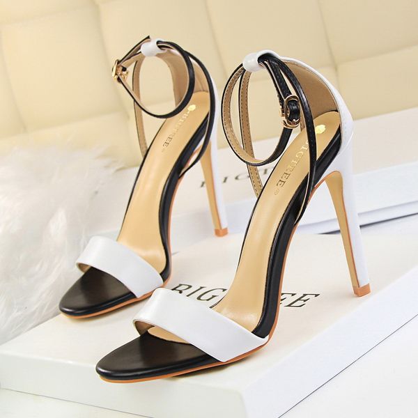 new fashion one button high heel sandals women's thin heel open toe high heels nightclub women's shoes size 35-40, Black
new fashion one button high heel sandals women's thin heel open toe high heels nightclub women's shoes size 35-40, Black