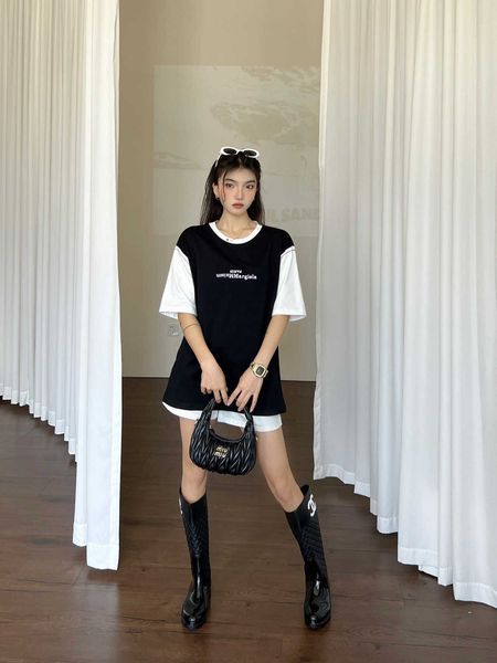 designer t shirt new contrast black and white embroidered round neck t-shirt unisex, White;black
designer t shirt new contrast black and white embroidered round neck t-shirt unisex, White;black