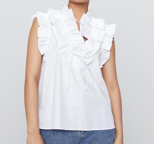 2020 summer bow applique shirts women sleeveless vneck tonal ruffled trim shirt female elegant white poplin blouse4046497
2020 summer bow applique shirts women sleeveless vneck tonal ruffled trim shirt female elegant white poplin blouse4046497