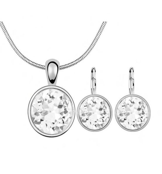 round white crystal from rovski elements fashion circle pendant necklace stud earrings set women wedding jewelry sets5974078, Silver
round white crystal from rovski elements fashion circle pendant necklace stud earrings set women wedding jewelry sets5974078, Silver