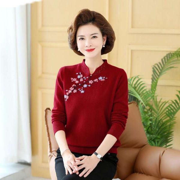 mothers woolen sweater womens autumn and winter cheongsam collar festive middle aged wedding dress, White;black
mothers woolen sweater womens autumn and winter cheongsam collar festive middle aged wedding dress, White;black