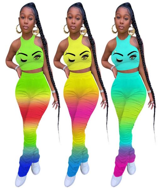 women designers clothes 2021 tracksuits sports 2piece set fashion casual rainbow printed t shirt pencil pants outfite gradient col4360149, Gray
women designers clothes 2021 tracksuits sports 2piece set fashion casual rainbow printed t shirt pencil pants outfite gradient col4360149, Gray