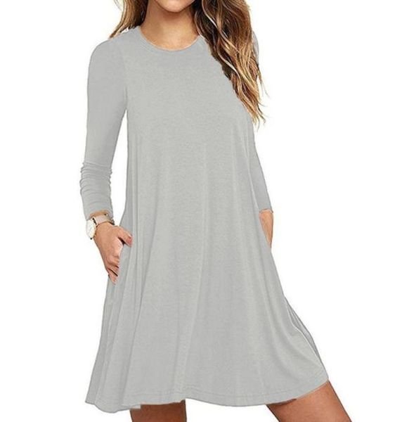 womens autumn long sleeve round neck plain tshirt dress solid color pleated swing casual loose pullover streetwear with pockets d3121410, Black;gray
womens autumn long sleeve round neck plain tshirt dress solid color pleated swing casual loose pullover streetwear with pockets d3121410, Black;gray