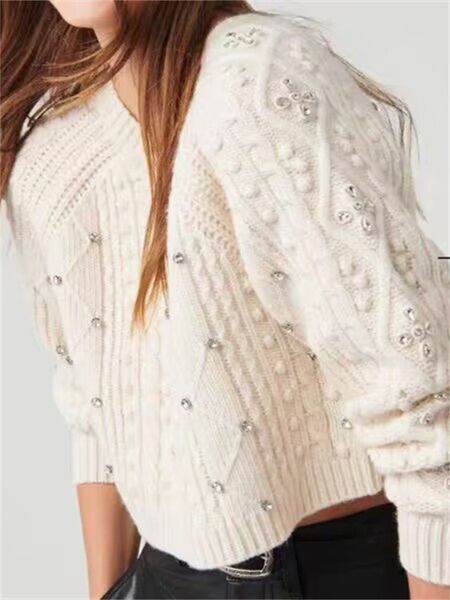 women's sweaters 2023 autumn winter two sided wear women embellished ribbed sweater lady singlebreasted knit cardigan jacket 230831, White;black
women's sweaters 2023 autumn winter two sided wear women embellished ribbed sweater lady singlebreasted knit cardigan jacket 230831, White;black