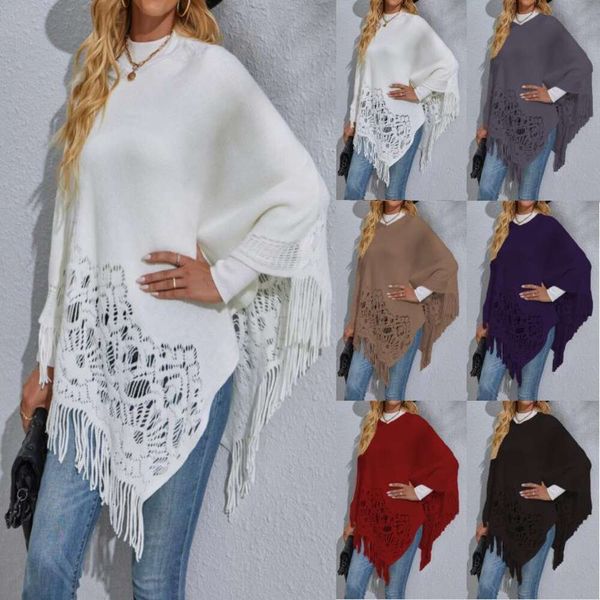 autumn and sweaters winter mid long lace tassel shawl sweater for women, White;black
autumn and sweaters winter mid long lace tassel shawl sweater for women, White;black