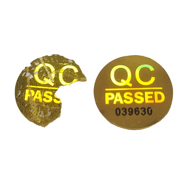 

1000pcs 12mm Gold Hologram QC Passed Label Continuous Serial Numbers Disposable Security Seal Anti-counterfeit Impossible to Copy