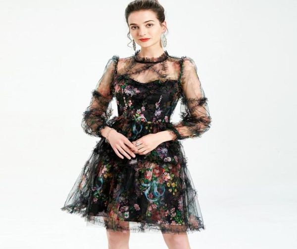 women039s runway dresses o neck long sleeves ruffles printed mesh laid over a line designer dress8688359, Black
women039s runway dresses o neck long sleeves ruffles printed mesh laid over a line designer dress8688359, Black