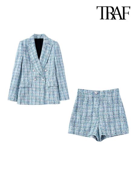 women's suits blazers traf women fashion tweed double breasted blazer coat and high waist zipper fly shorts female two piece sets mujer, White;black
women's suits blazers traf women fashion tweed double breasted blazer coat and high waist zipper fly shorts female two piece sets mujer, White;black