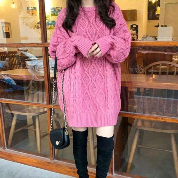large sized sweater for women korean style loose lazy mahua turtleneck medium long autumn and winter, White;black
large sized sweater for women korean style loose lazy mahua turtleneck medium long autumn and winter, White;black