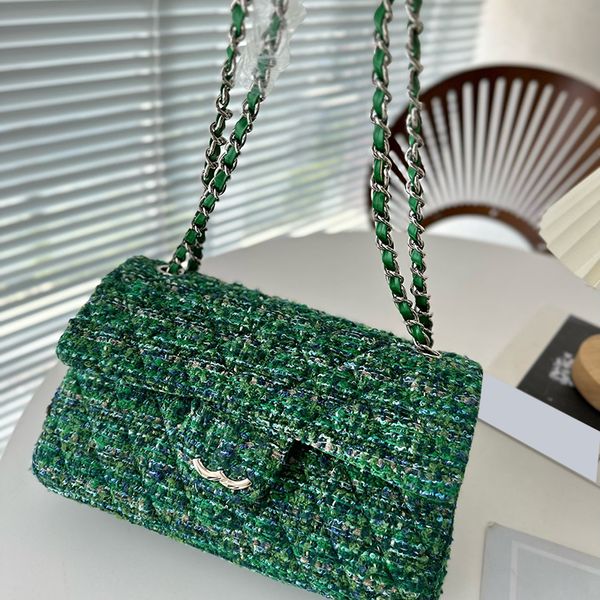 designer green tweed wool knitted women shoulder bag large capacity 25cm underarm bag silver hardware metal buckles matelasse chain diagonal
designer green tweed wool knitted women shoulder bag large capacity 25cm underarm bag silver hardware metal buckles matelasse chain diagonal
