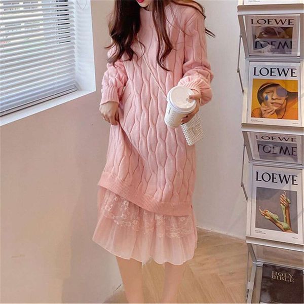 fashionably lace sweater matched long woolen dress for women autumn and winter casual loose korean mahua base, White;black
fashionably lace sweater matched long woolen dress for women autumn and winter casual loose korean mahua base, White;black