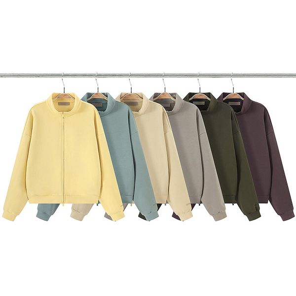 

Autumn Solid Color Hoody Pullover Sweatshirts Loose Long Aleeve Hooded Jumper Mens Clothing Cotton Essent Full Zipper Hoodie Fog Man Cardigan, Yellow