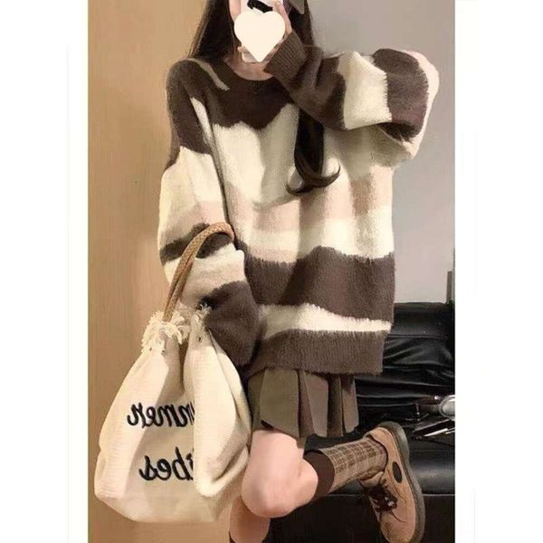 lazy wind striped milk sweater womens autumn and winter wear fashionably loose soft glutinous blouse, White;black
lazy wind striped milk sweater womens autumn and winter wear fashionably loose soft glutinous blouse, White;black