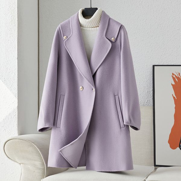 womens wool blends autumnwinter double sided cashmere coat small short high grade suit collar woolen 230831, Black
womens wool blends autumnwinter double sided cashmere coat small short high grade suit collar woolen 230831, Black