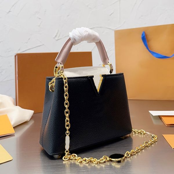 chain capucines handbags purse tote bag genuine leather fashion letters golden hardware women flap shoulder bags bottom nail removable strap
chain capucines handbags purse tote bag genuine leather fashion letters golden hardware women flap shoulder bags bottom nail removable strap