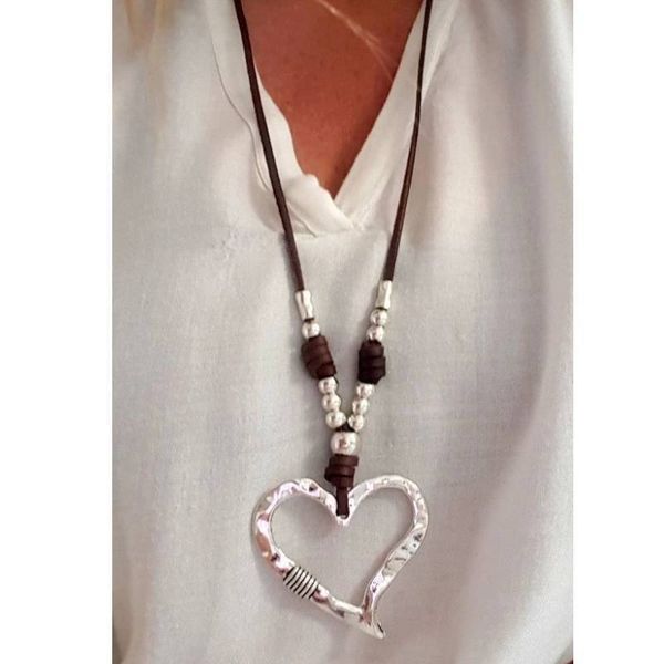 pendant necklaces long beaded woman boho leather necklace bohemian style heart pendant 230831, Silver
pendant necklaces long beaded woman boho leather necklace bohemian style heart pendant 230831, Silver
