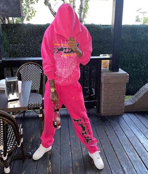 young thug star same sp5der 55555 pink hoodie pant suit0123229960, Black 
young thug star same sp5der 55555 pink hoodie pant suit0123229960, Black