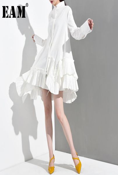 eam new spring autumn stand collar long sleeve white irregular hem ruffles loose shirt women blouse fashion tide 2009255417851
eam new spring autumn stand collar long sleeve white irregular hem ruffles loose shirt women blouse fashion tide 2009255417851