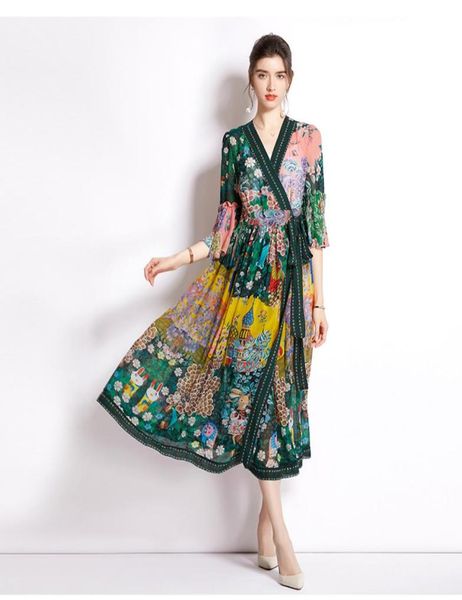 summer women vneck midi chiffon dress 2022 summer runway flare sleeve floral print lace up blet holiday party vestidos6585453, White;black
summer women vneck midi chiffon dress 2022 summer runway flare sleeve floral print lace up blet holiday party vestidos6585453, White;black