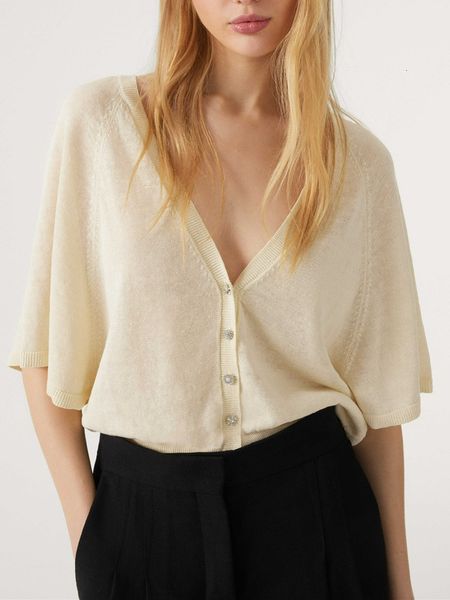 womens sweaters early autumn linen blended irregular handdrilled button twowear knitted cardigan shortsleeved 230831, White;black
womens sweaters early autumn linen blended irregular handdrilled button twowear knitted cardigan shortsleeved 230831, White;black