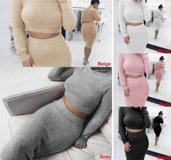 set2pcs autumn women bandage suit long sleeve fleece crop pencil midi skirt solid bodycon dress sweater tracksuit female clo8147365, Gray
set2pcs autumn women bandage suit long sleeve fleece crop pencil midi skirt solid bodycon dress sweater tracksuit female clo8147365, Gray