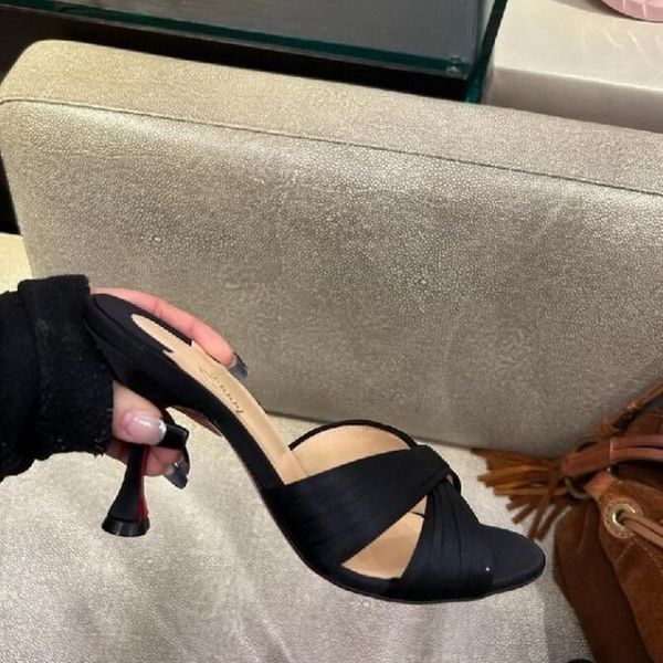 designer thin heels slippers luxury brand red-soled slipper women satin cross strap summer slides woman red bottoms high heels party shoes w, Black
designer thin heels slippers luxury brand red-soled slipper women satin cross strap summer slides woman red bottoms high heels party shoes w, Black